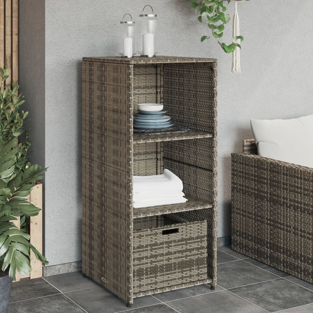 Garden Storage Cabinet Grey 50x55x115 cm Poly Rattan - All Things Good