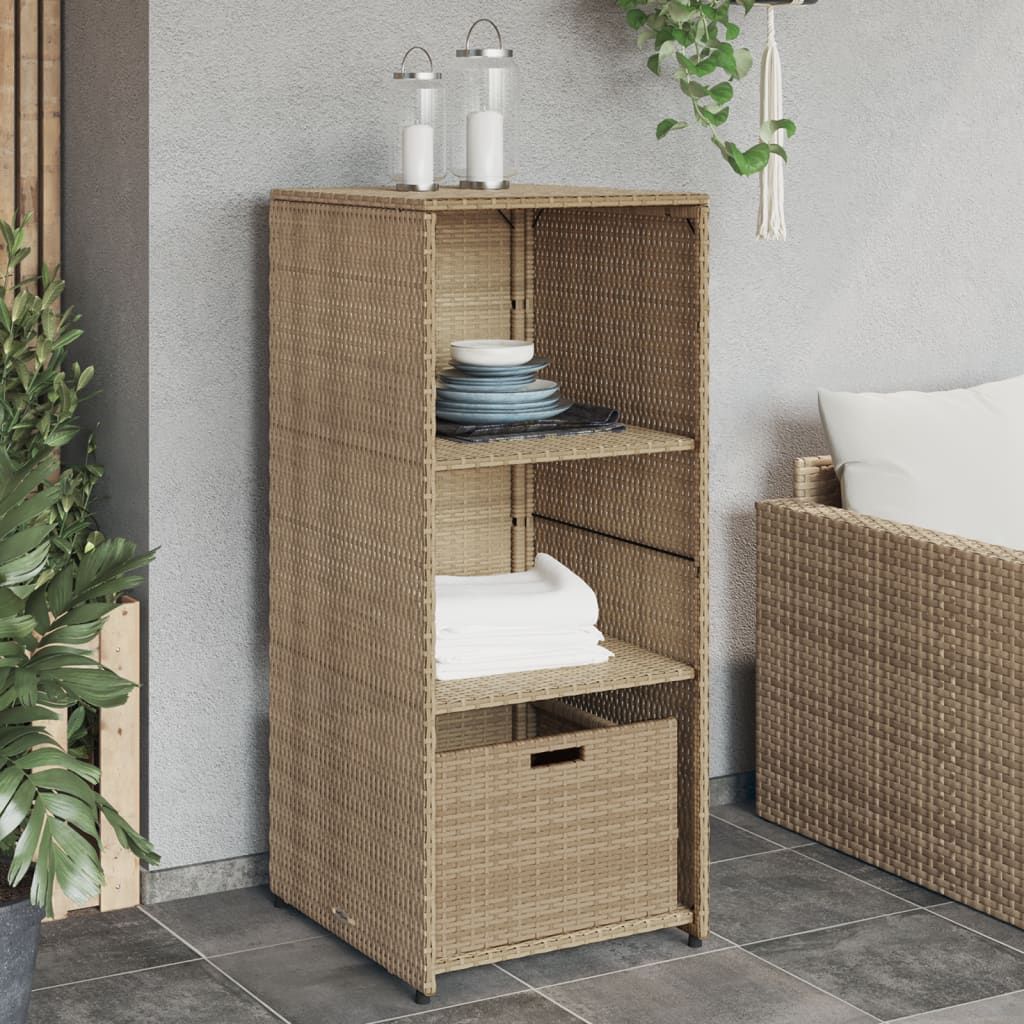 Garden Storage Cabinet Beige 50x55x115 cm Poly Rattan - Brittle & Co