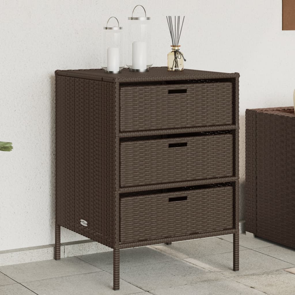 Garden Storage Cabinet Brown 55x59x80 cm Poly Rattan - Brittle & Co