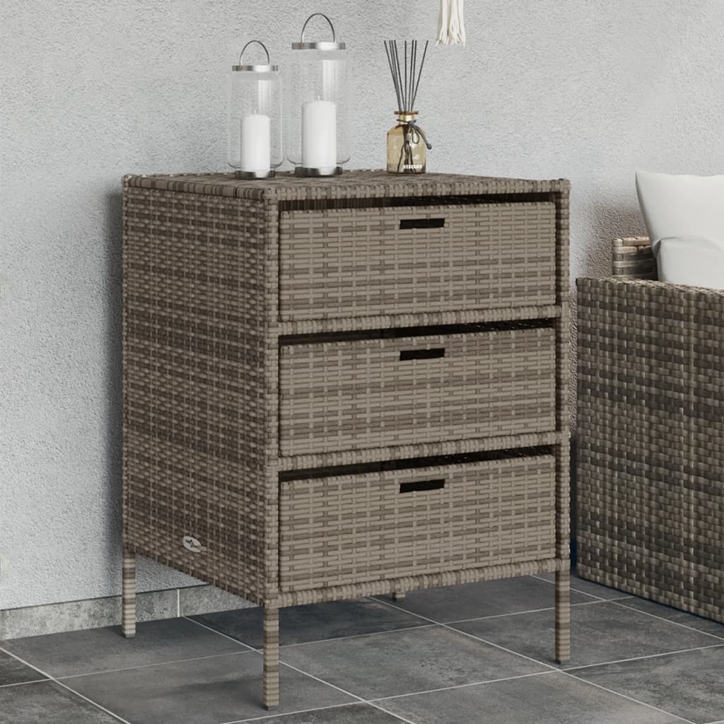 Garden Storage Cabinet Grey 55x59x80 cm Poly Rattan - Merlin Deals