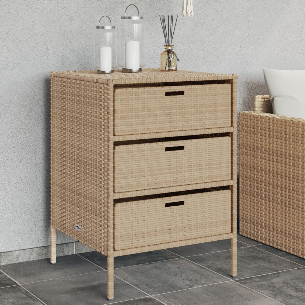 Garden Storage Cabinet Beige 55x59x80 cm Poly Rattan - Direct Imports