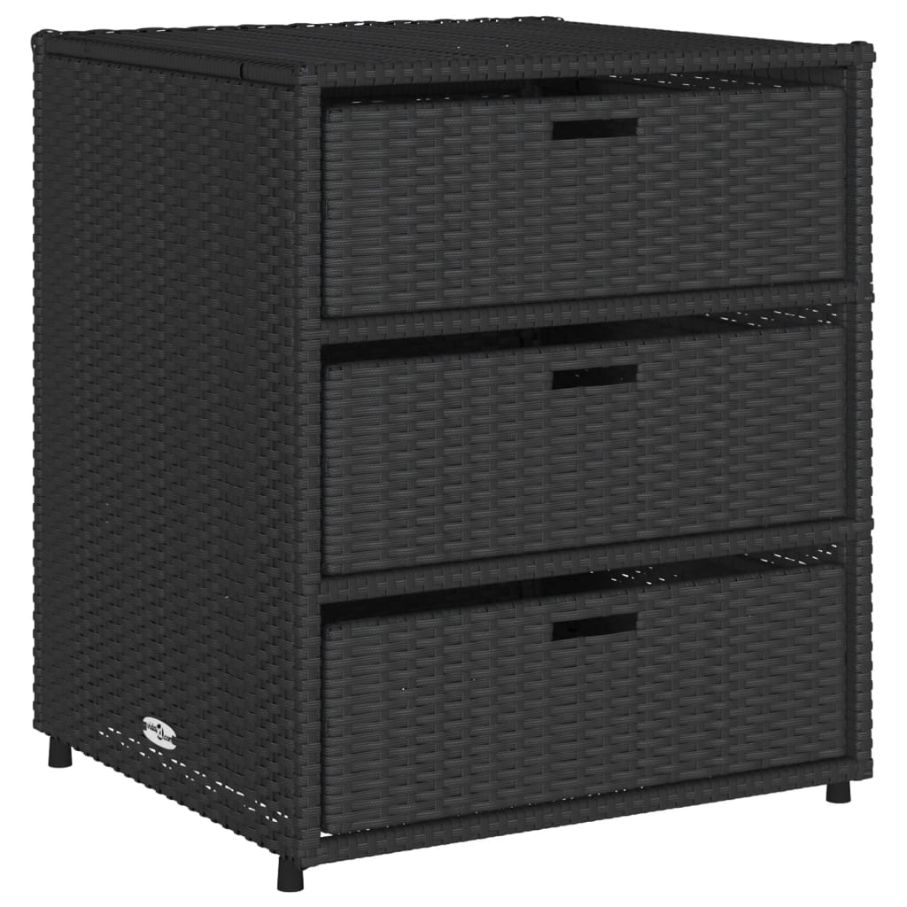 Garden Storage Cabinet Black 55x59x69 cm Poly Rattan - Casper Homes