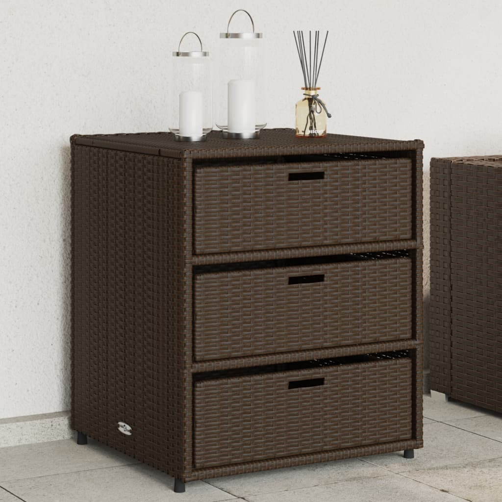 Garden Storage Cabinet Brown 55x59x69 cm Poly Rattan - All Things Good