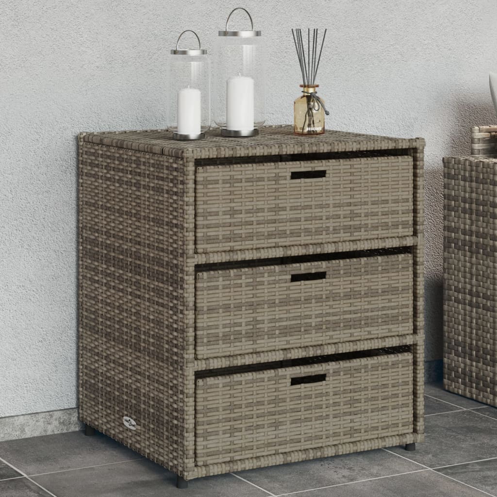 Garden Storage Cabinet Grey 55x59x69 cm Poly Rattan - Casper Homes