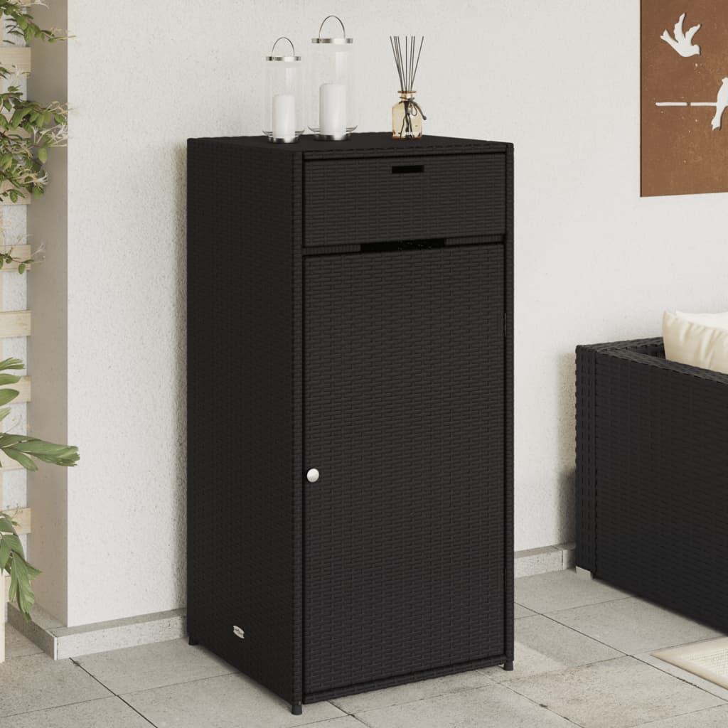 Garden Storage Cabinet Black 55x55x111 cm Poly Rattan - Brittle & Co