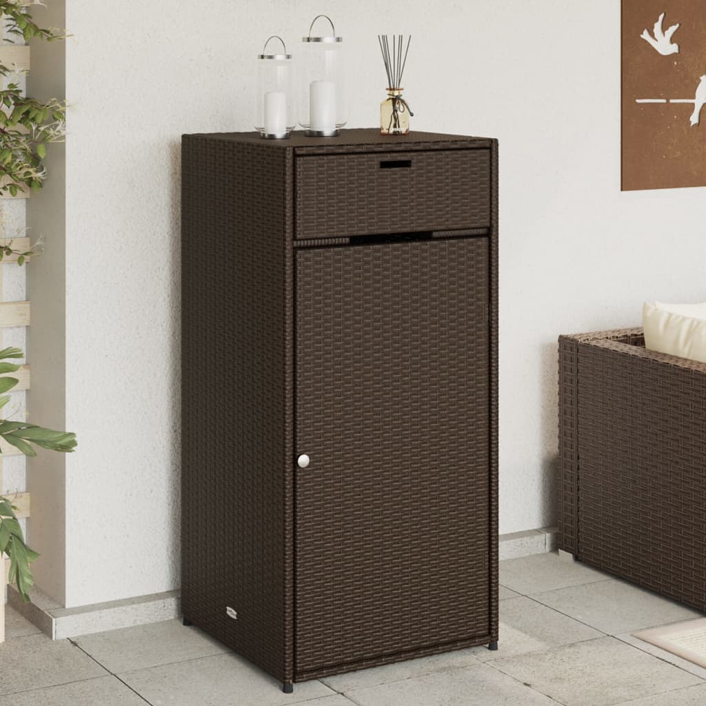 Garden Storage Cabinet Brown 55x55x111 cm Poly Rattan - Casper Homes