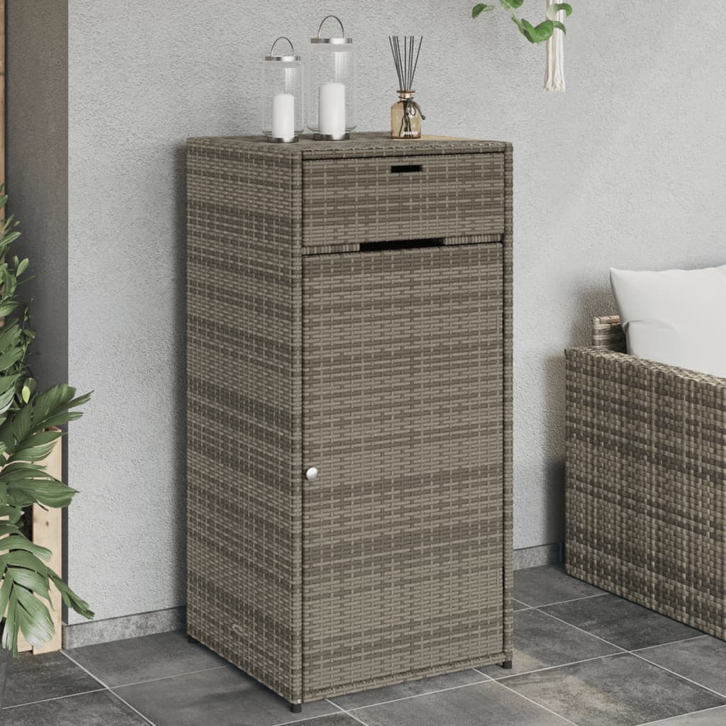 Garden Storage Cabinet Grey 55x55x111 cm Poly Rattan - Direct Imports