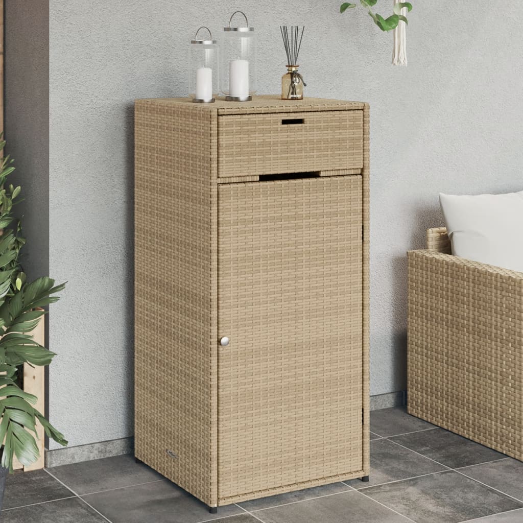 Garden Storage Cabinet Beige 55x55x111 cm Poly Rattan - Style and Chic