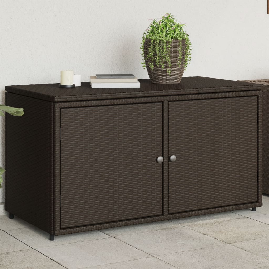 Garden Storage Cabinet Brown 110x55x60.5 cm Poly Rattan - All Things Good