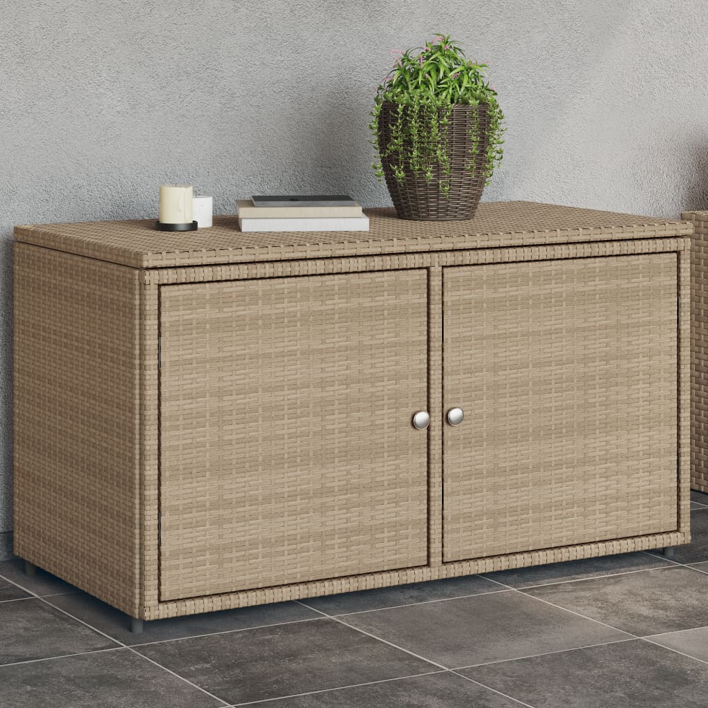 Garden Storage Cabinet Beige 110x55x60.5 cm Poly Rattan - Merkel Designers