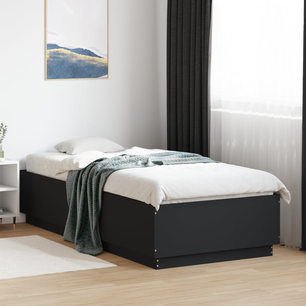 Bedframe with LED Black 100x200cm - The Home Maker