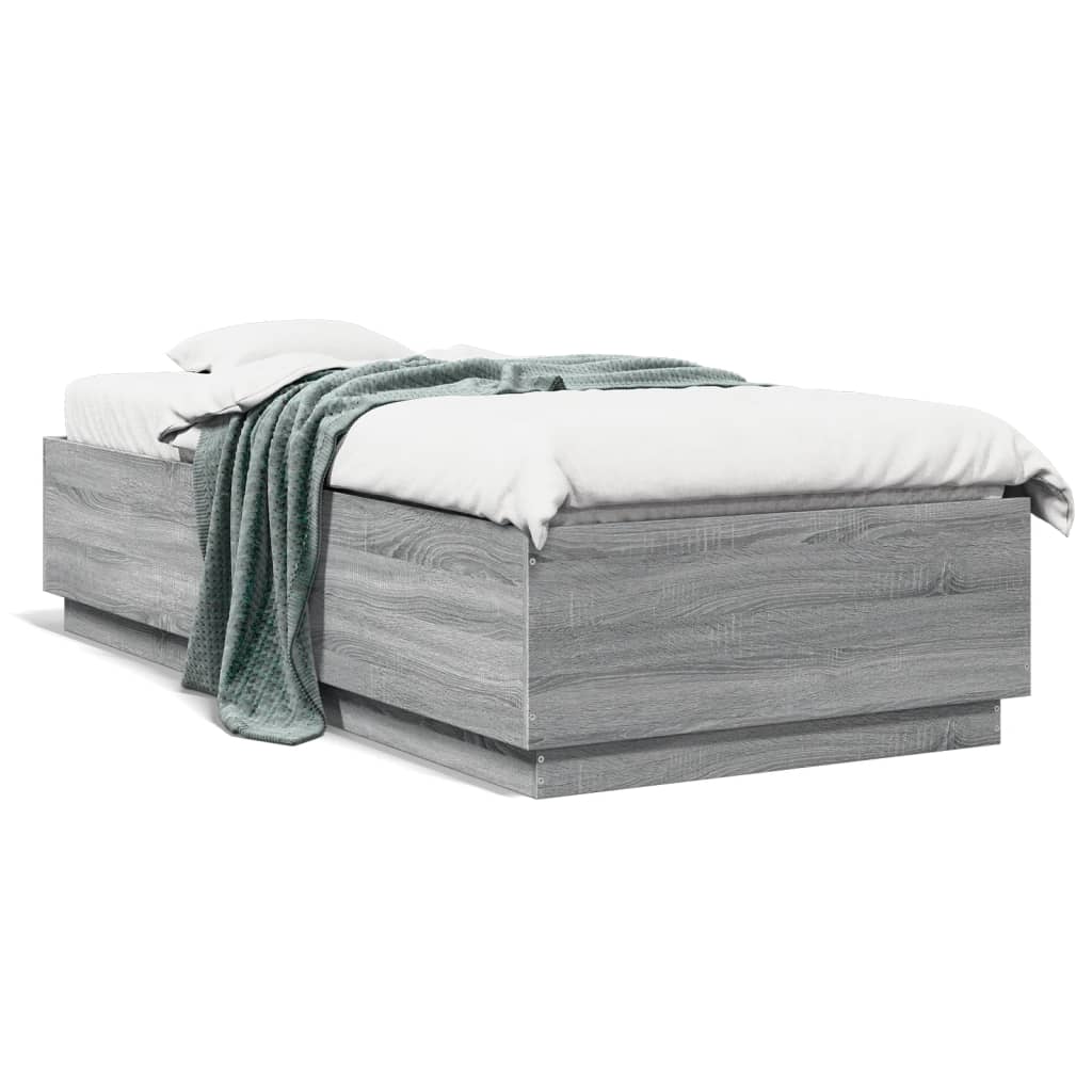 Bed Frame with LED Lights Grey Sonoma 90x200 cm Engineered Wood - Style and Chic
