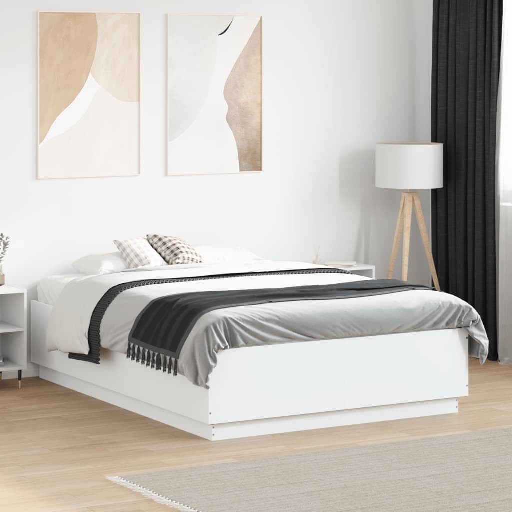 Bedframe with LED White 135x190cm Double - Millennium Furniture