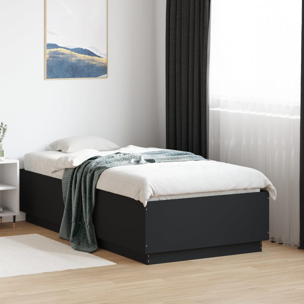 Bedframe with LED Black 75x190cm Small Single - The Home Maker