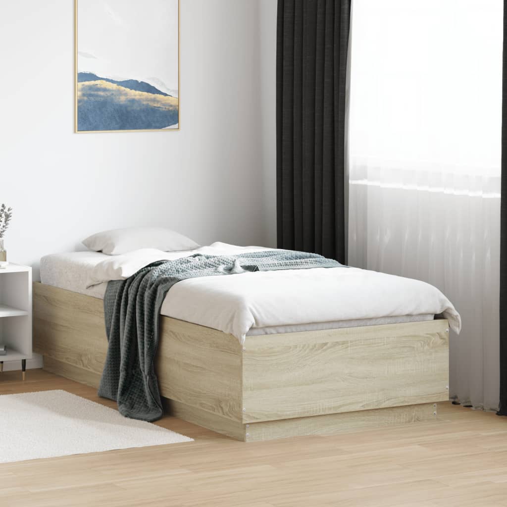 Bedframe with LED Sonoma Oak 75x190cm Small Single - Direct Imports