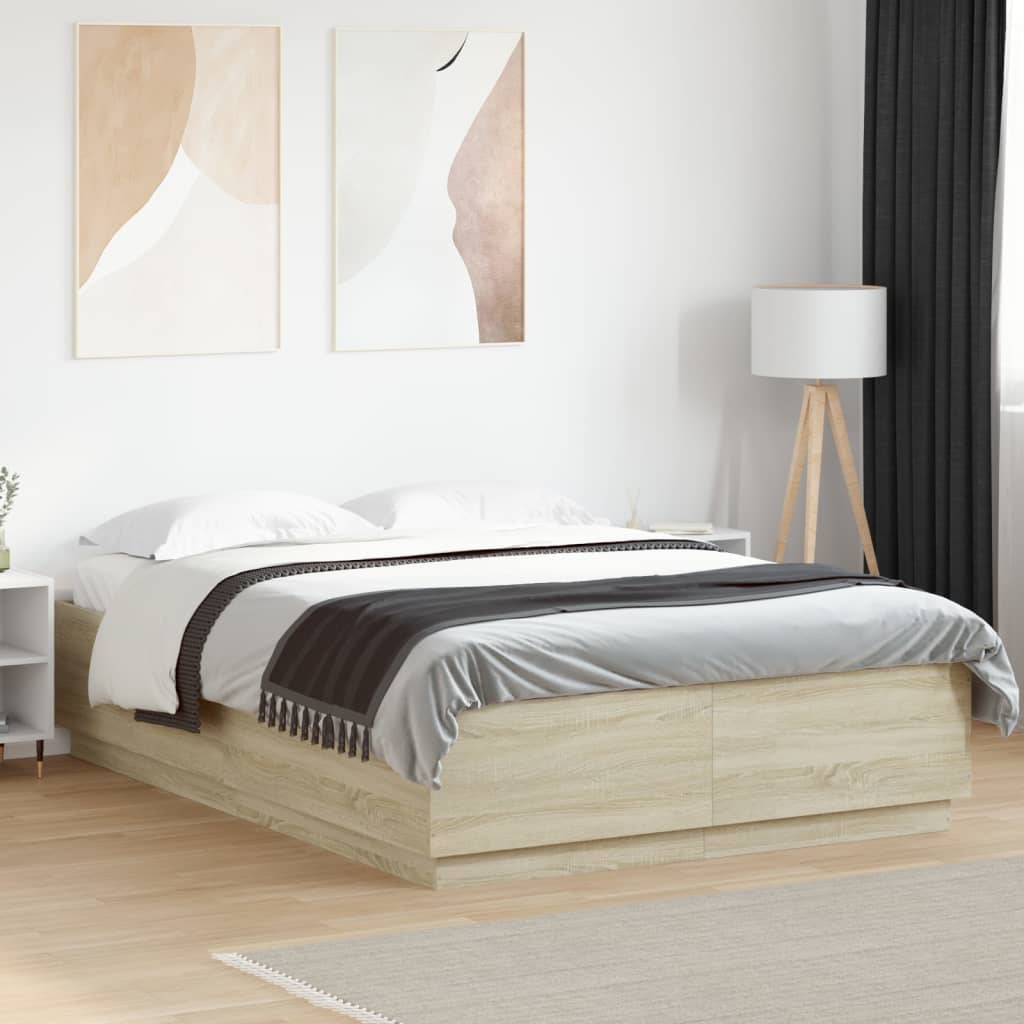 Bedframe Sonoma Oak 150x200cm King Size - Unbeatable Bargains