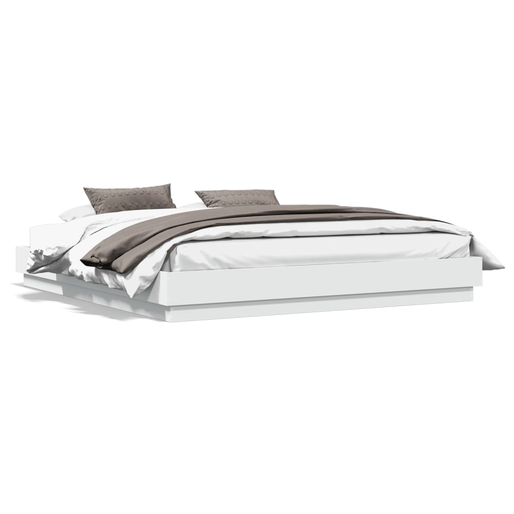 Bed Frame with LED Lights White 180x200 cm Super King - Style and Chic