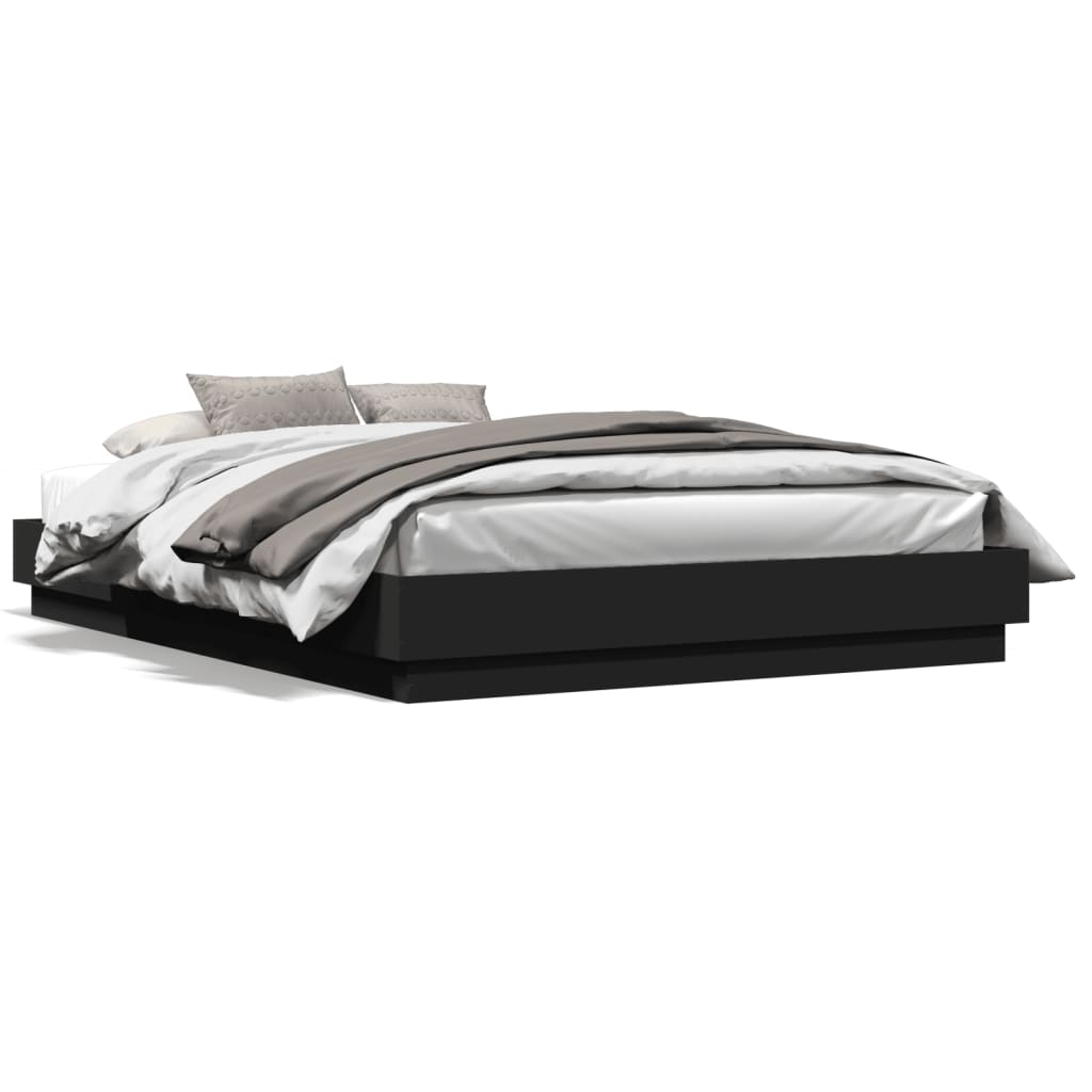 Bed Frame with LED Lights Black 150x200 cm King Size - Style and Chic