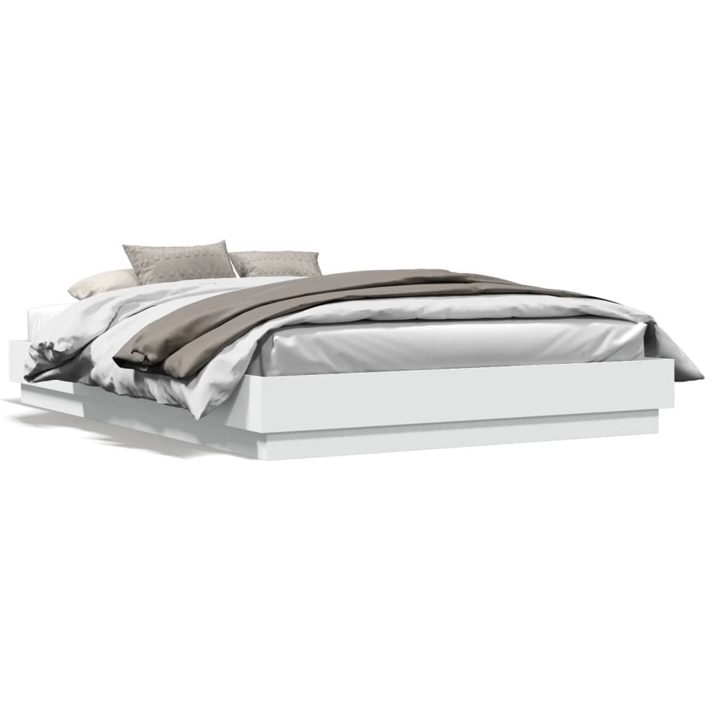 Bed Frame White 160x200 cm Engineered Wood - All Things Good