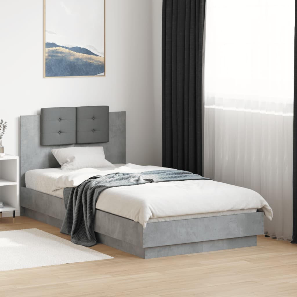 Bedframe Concrete Grey 90x190cm Single - Charlotte Dunes