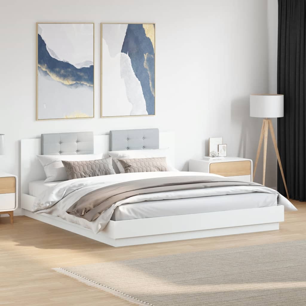 Bedframe with LED White 180x200cm Super King - The Home Maker