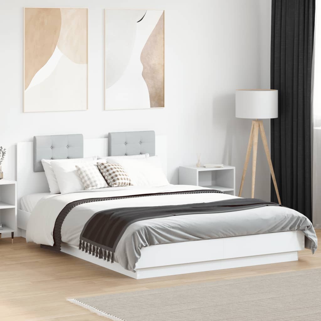 Bedframe with LED White 120x200cm - Merlin Deals