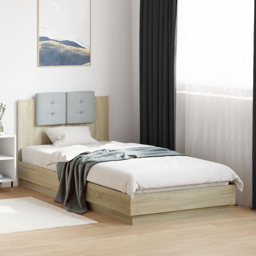 Bedframe with LED Sonoma Oak 90x200cm - Design Hut