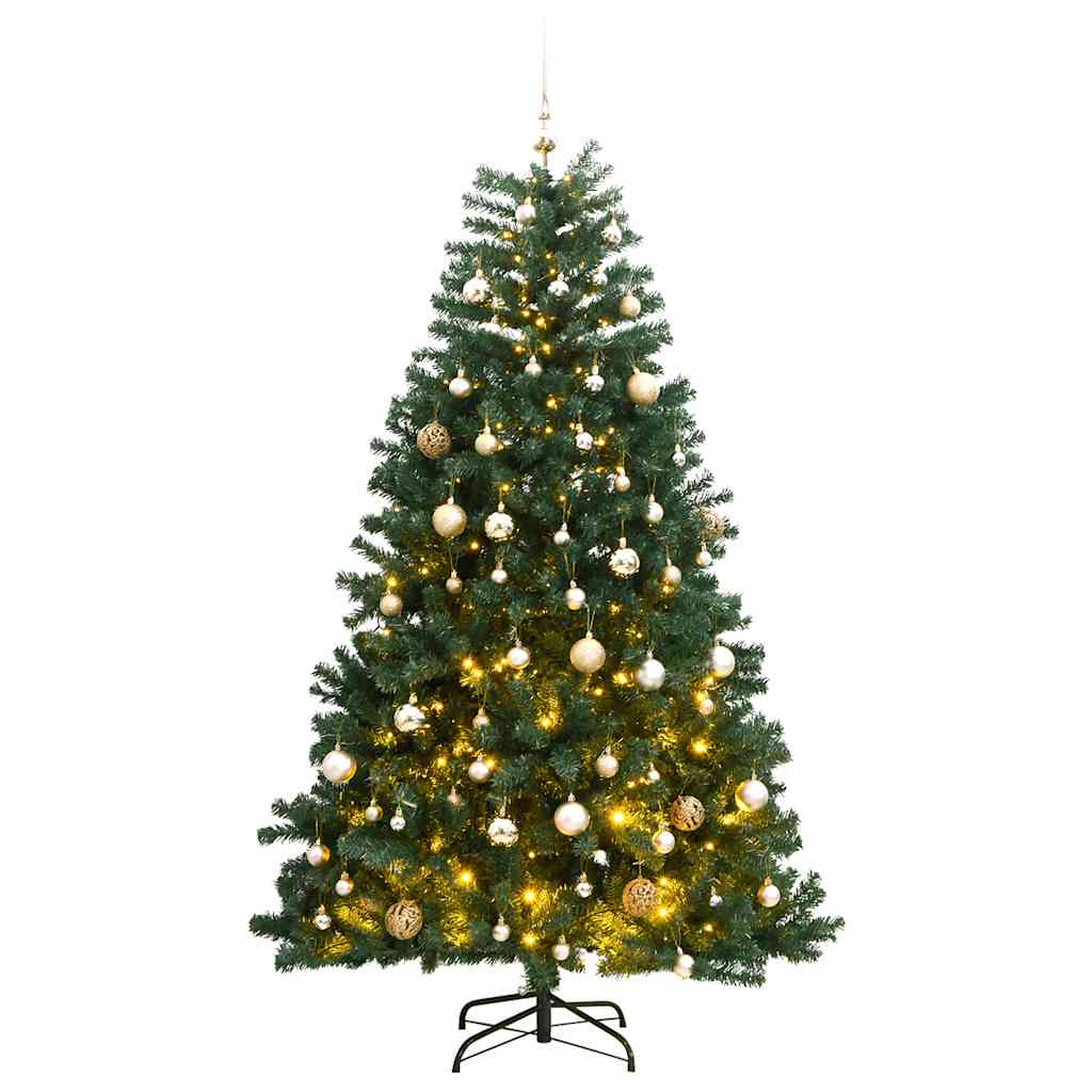 Artificial Hinged Christmas Tree 300 LEDs & Ball Set 210 cm - All Things Good