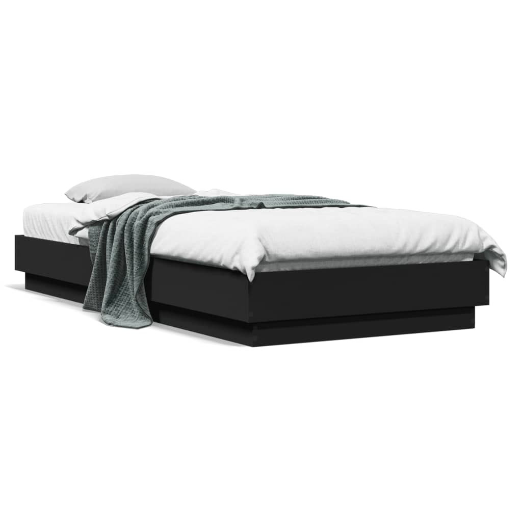 Bed Frame with LED Lights Black 100x200 cm - All Things Good