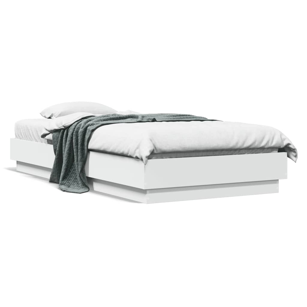 Bed Frame with LED Lights White 75x190 cm Small Single - Style and Chic