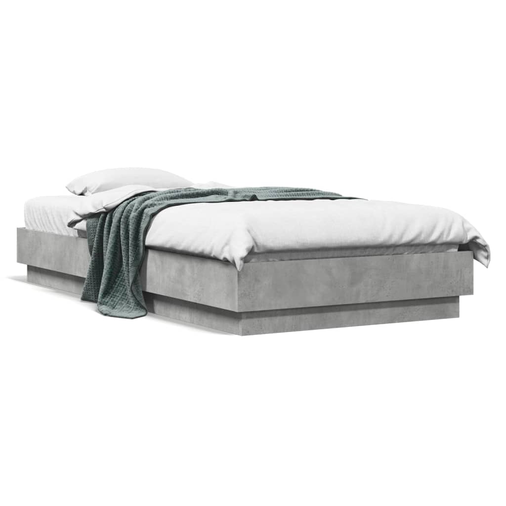 Bed Frame with LED Lights Concrete Grey 75x190 cm Small Single - Merkel Designers