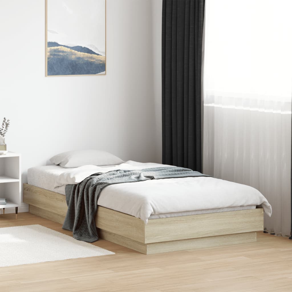 Bedframe Sonoma Oak 75x190cm Small Single Engineered Wood - Discount Dealers