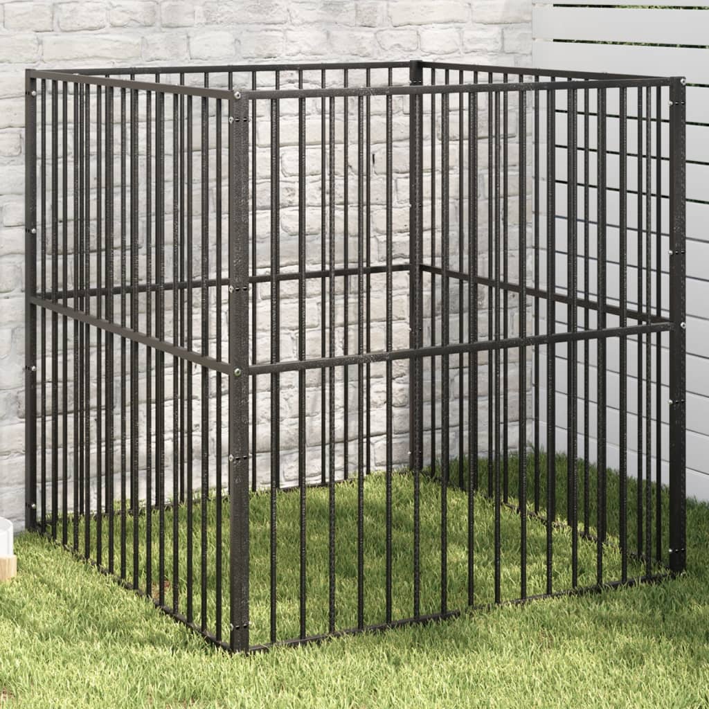 Dog Playpen 4 Panel Black Galvanised Steel - Merkel Designers