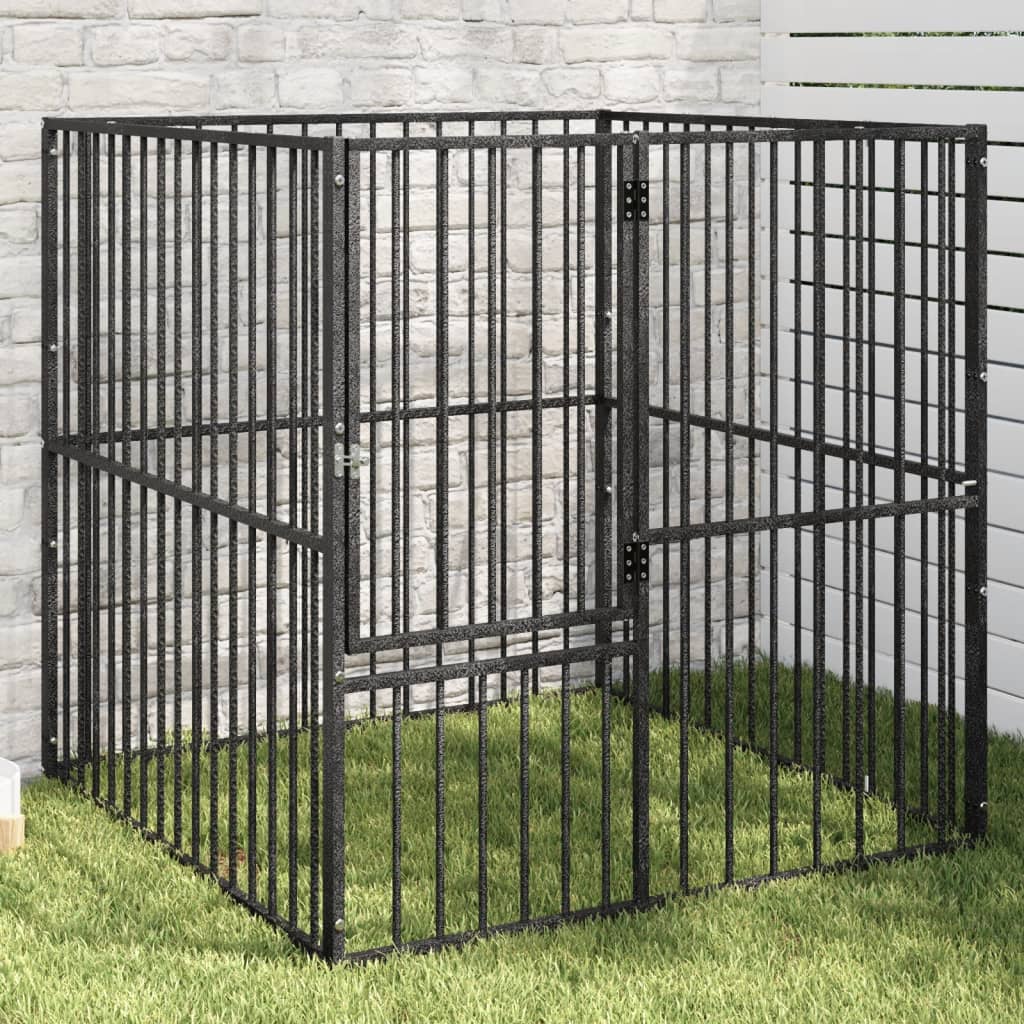 Dog Playpen 4 Panel Black Galvanised Steel - Style and Chic