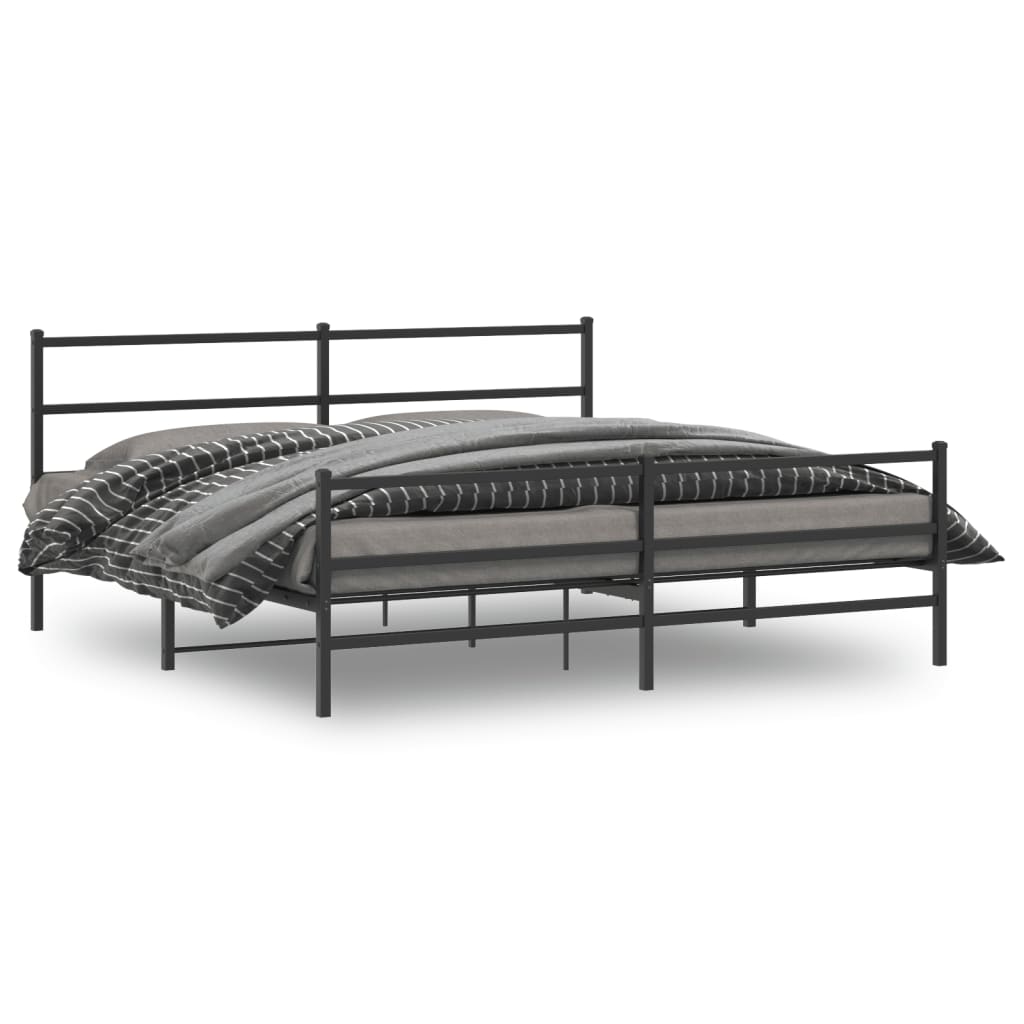 Metal Bed Frame with Headboard and FootboardÂ Black 183x213 cm - Direct Imports