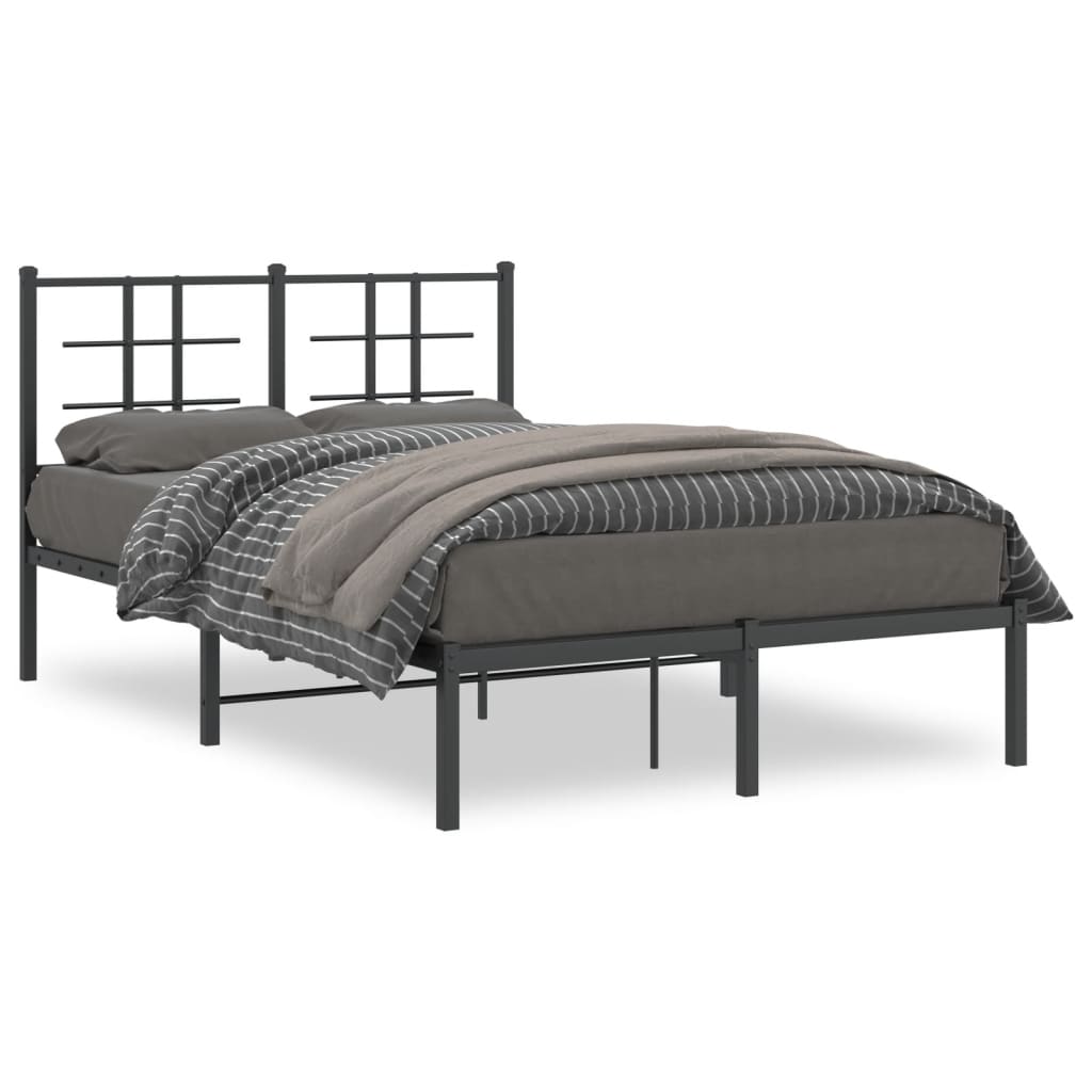 Metal Bed Frame with Headboard Black 120x200 cm - The Home Maker