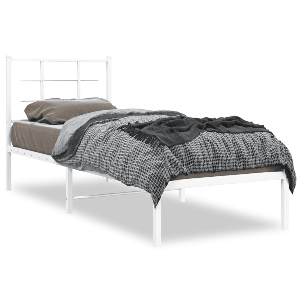 Metal Bed Frame with Headboard White 80x200 cm - Merlin Deals