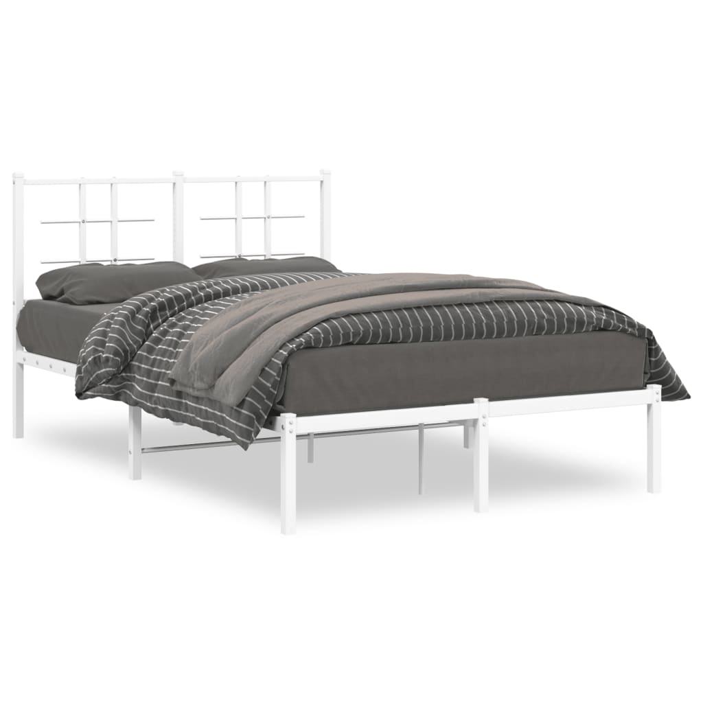 Metal Bed Frame with Headboard White 120x200 cm - Merkel Designers