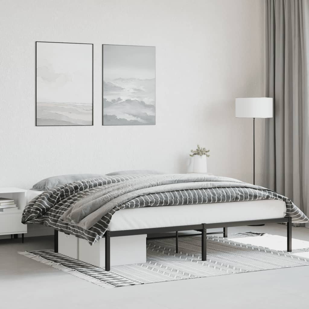 Metal Bed Frame Black 180x200 cm Super King Size - Direct Imports