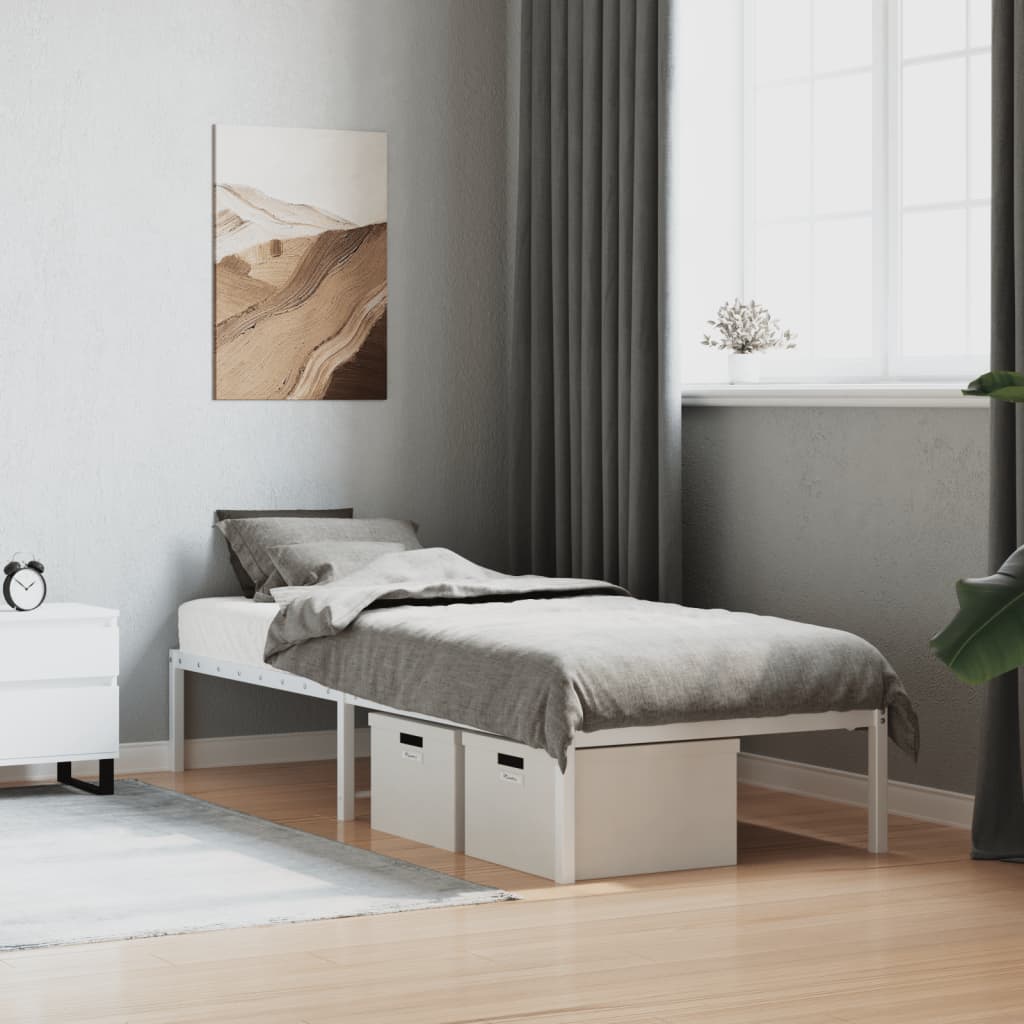 Metal Bed Frame White 75x190 cm Small Single - Brittle & Co