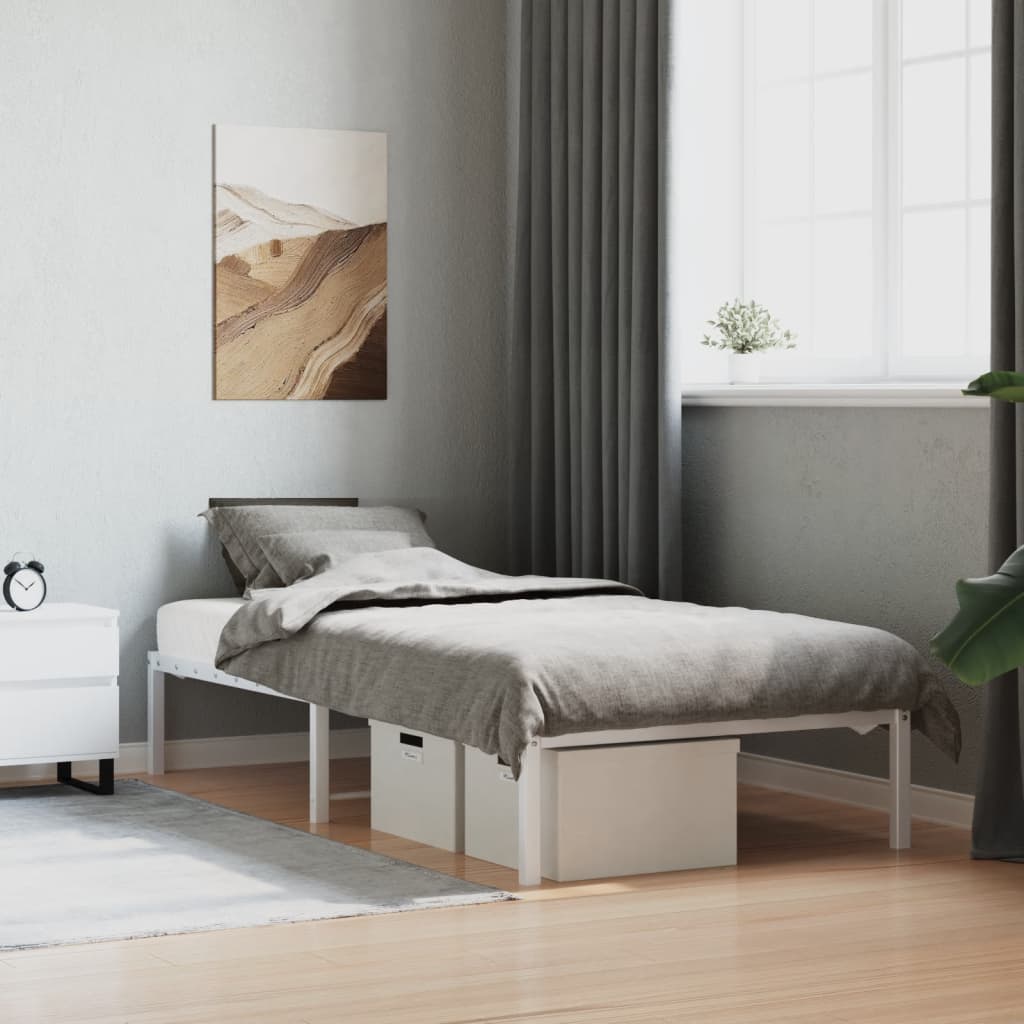 Metal Bed Frame White 90x190 cm Single - All Things Good