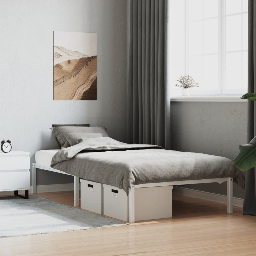 Metal Bed Frame White 100x190 cm - Direct Imports