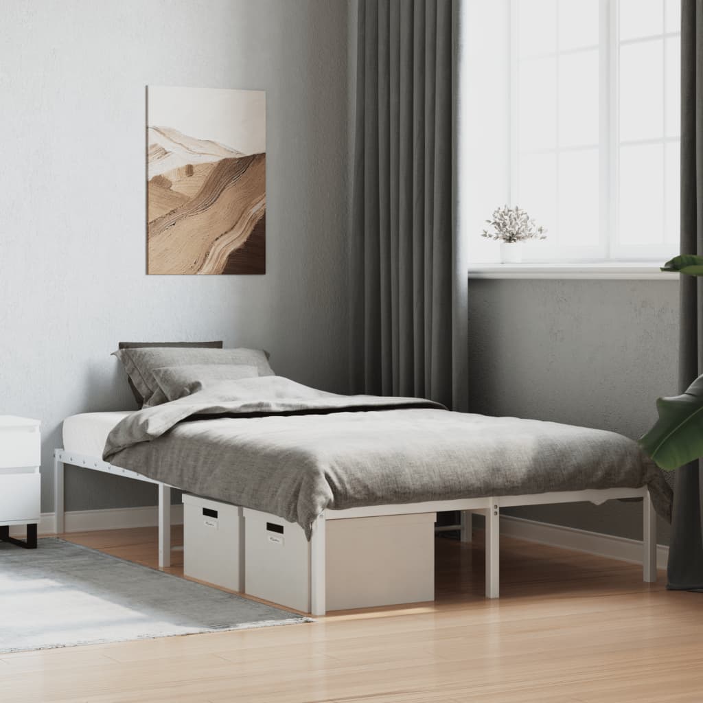 Metal Bed Frame White 120x190 cm Small Double - Casper Homes