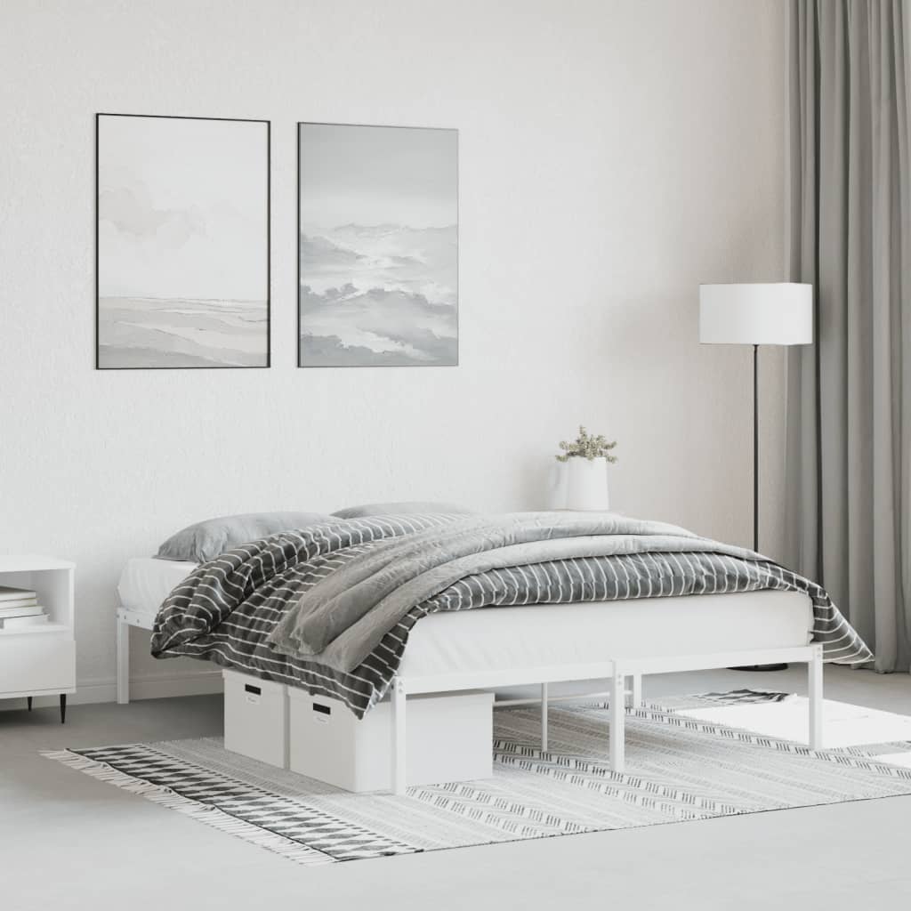 Metal Bed Frame White 135x190 cm Double - Casper Homes