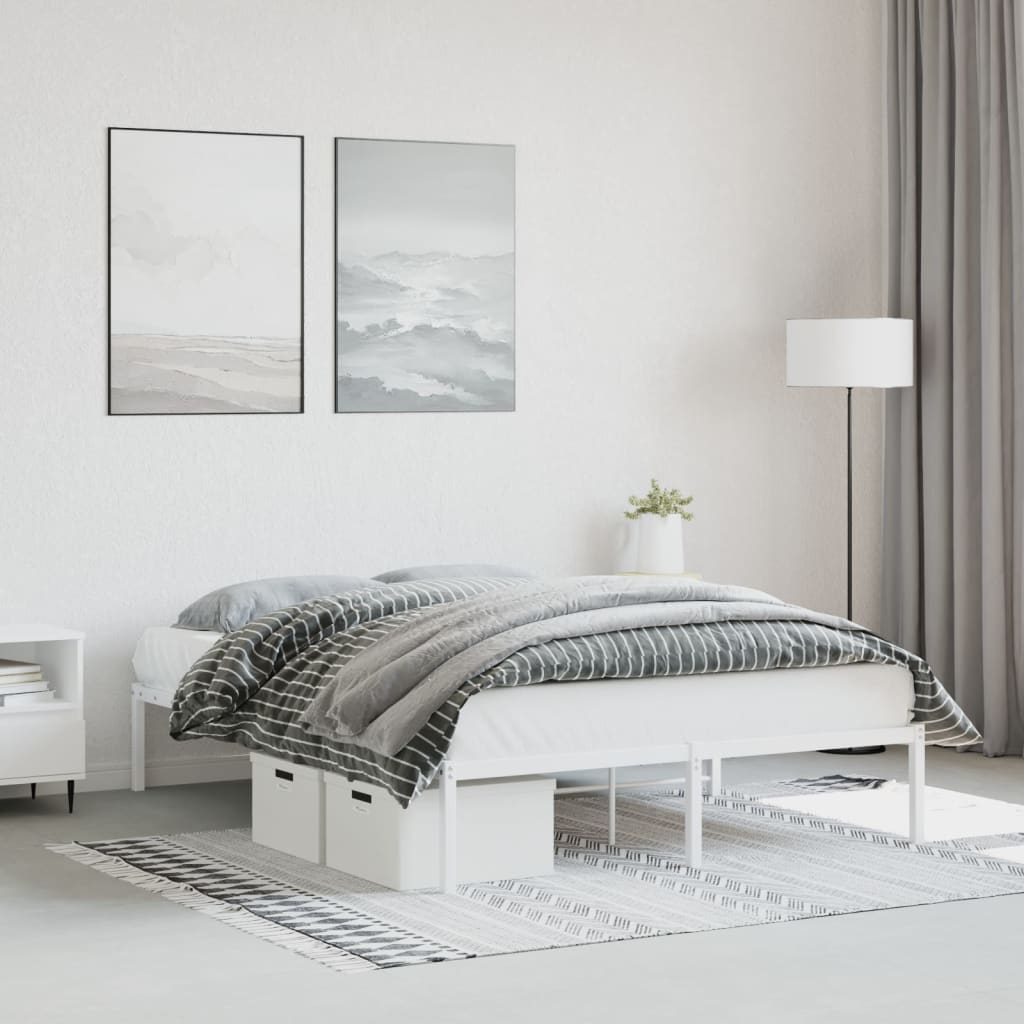 Metal Bed Frame White 140x190 cm - Direct Imports