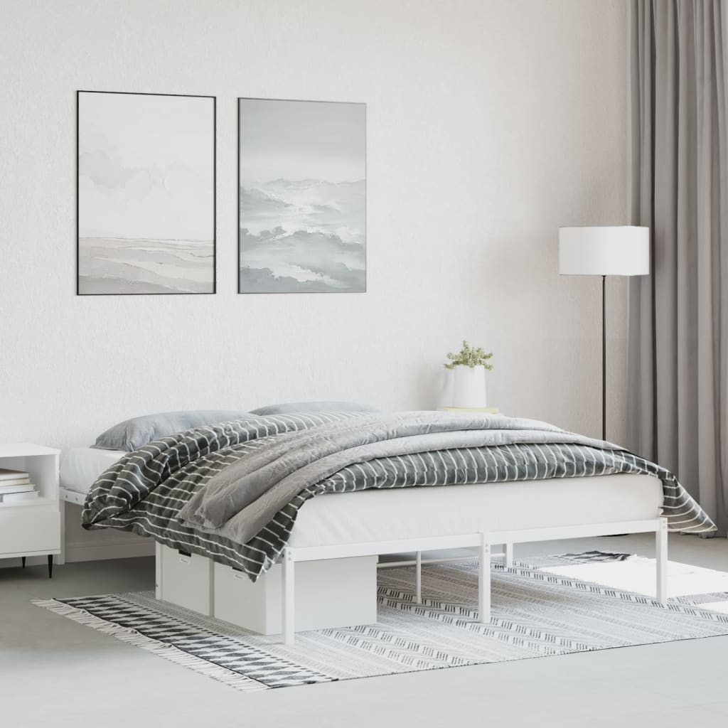 Metal Bed Frame White 160x200 cm - Merlin Deals