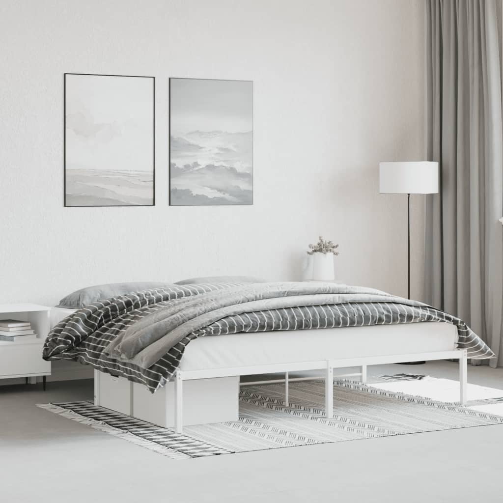 Metal Bed Frame White 180x200 cm Super King Size - The Home Maker