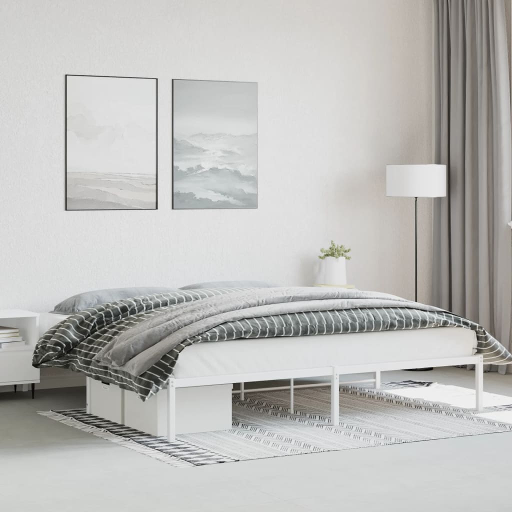 Metal Bed Frame White 193x203 cm - Style and Chic