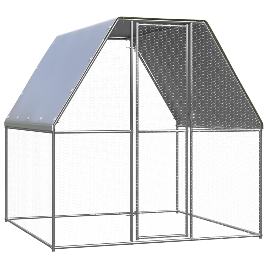 Chicken Cage Silver and Grey 2x2x2 m Galvanised Steel - The Home Maker