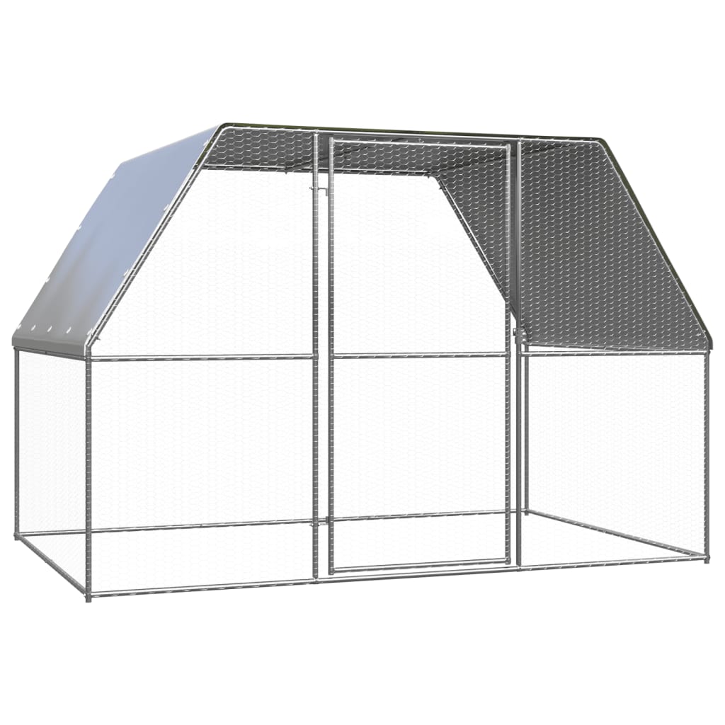 Chicken Cage Silver and Grey 3x2x2 m Galvanised Steel - All Things Good